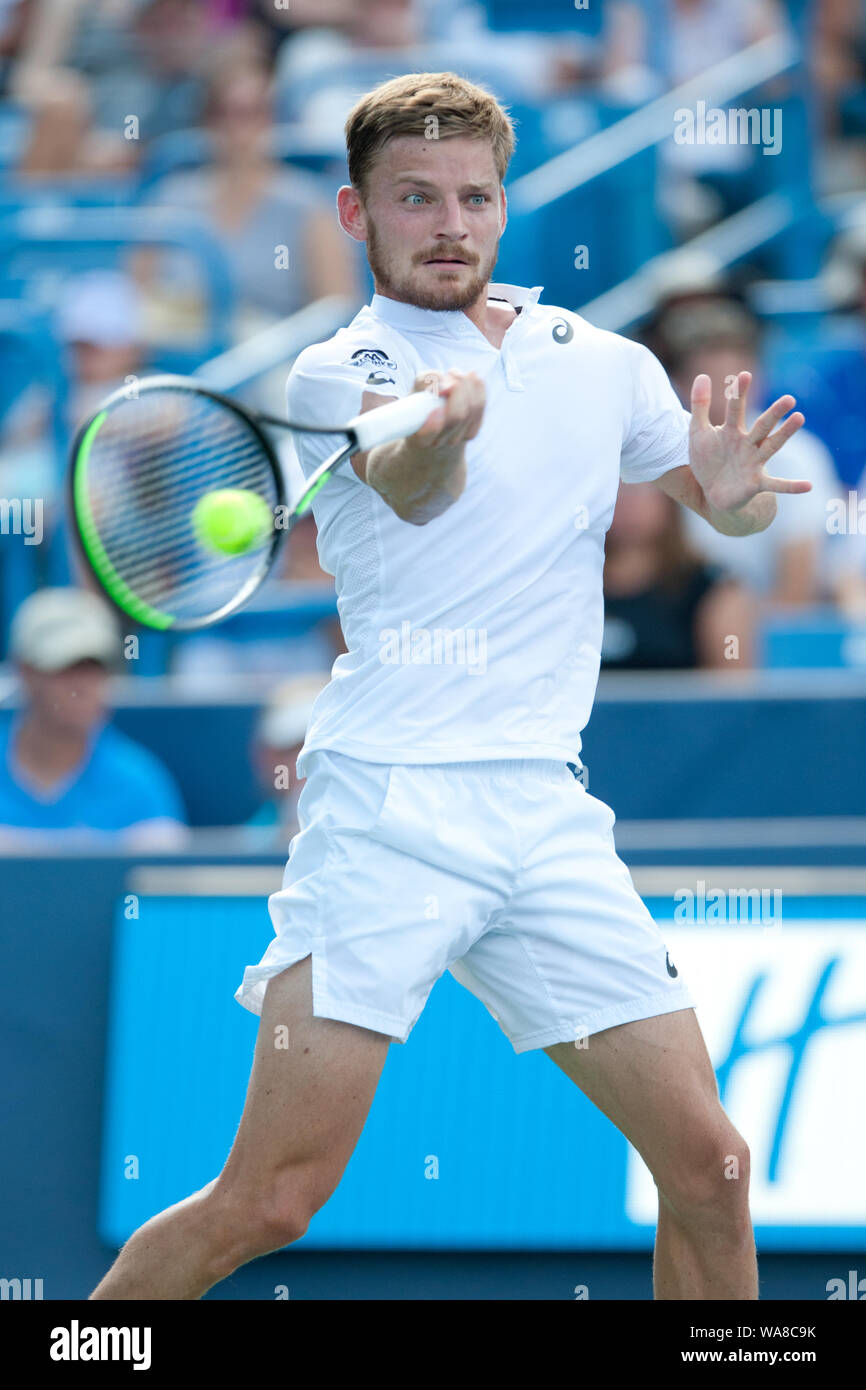 Cincinnati, OH, USA. 18th Aug, 2019. Western and Southern Open Tennis, Cincinnati, OH; August 10-19, 2019. David Goffin in action against Daniil Medvedev during the Western and Southern Open Tennis tournament played in Cincinnati, OH. Medvedev won 7-6 6-4. August 18, 2019. Photo by Wally Nell/ZUMAPress Credit: Wally Nell/ZUMA Wire/Alamy Live News Stock Photo