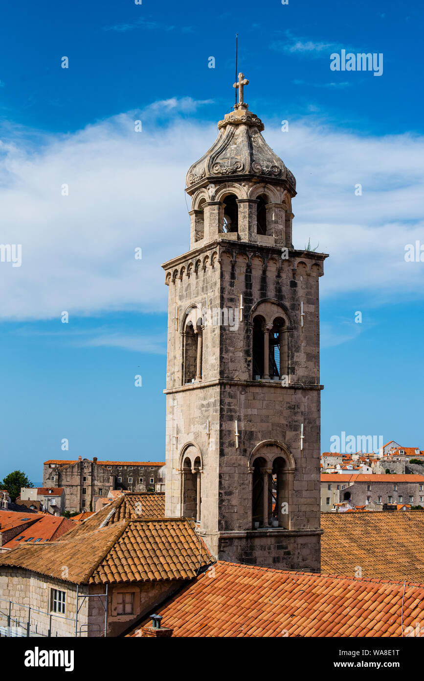 Bell tower at the Dominican monastery in the old town, Dubrovnik Croatia Stock Photo