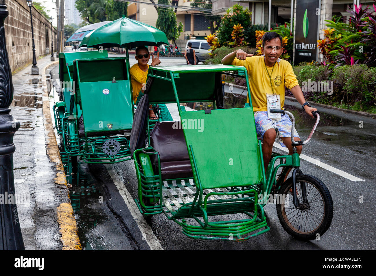 Filipino Tricycle Tour Guides, Intramuros, Manila, The Philippines Stock Photo