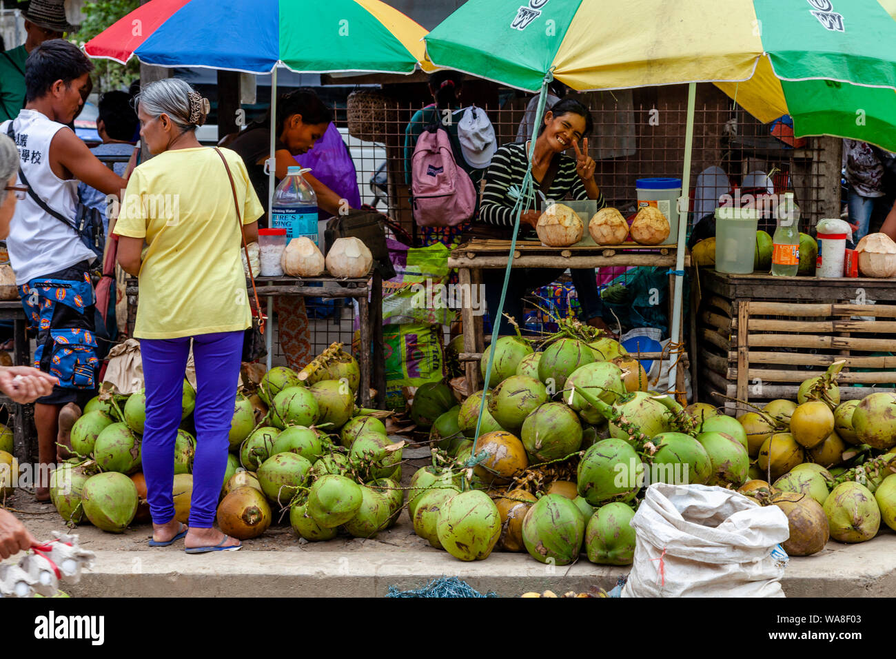 Buko (Fresh Coconuts) For Sale, El Nido Street Market, El Nido, Palawan