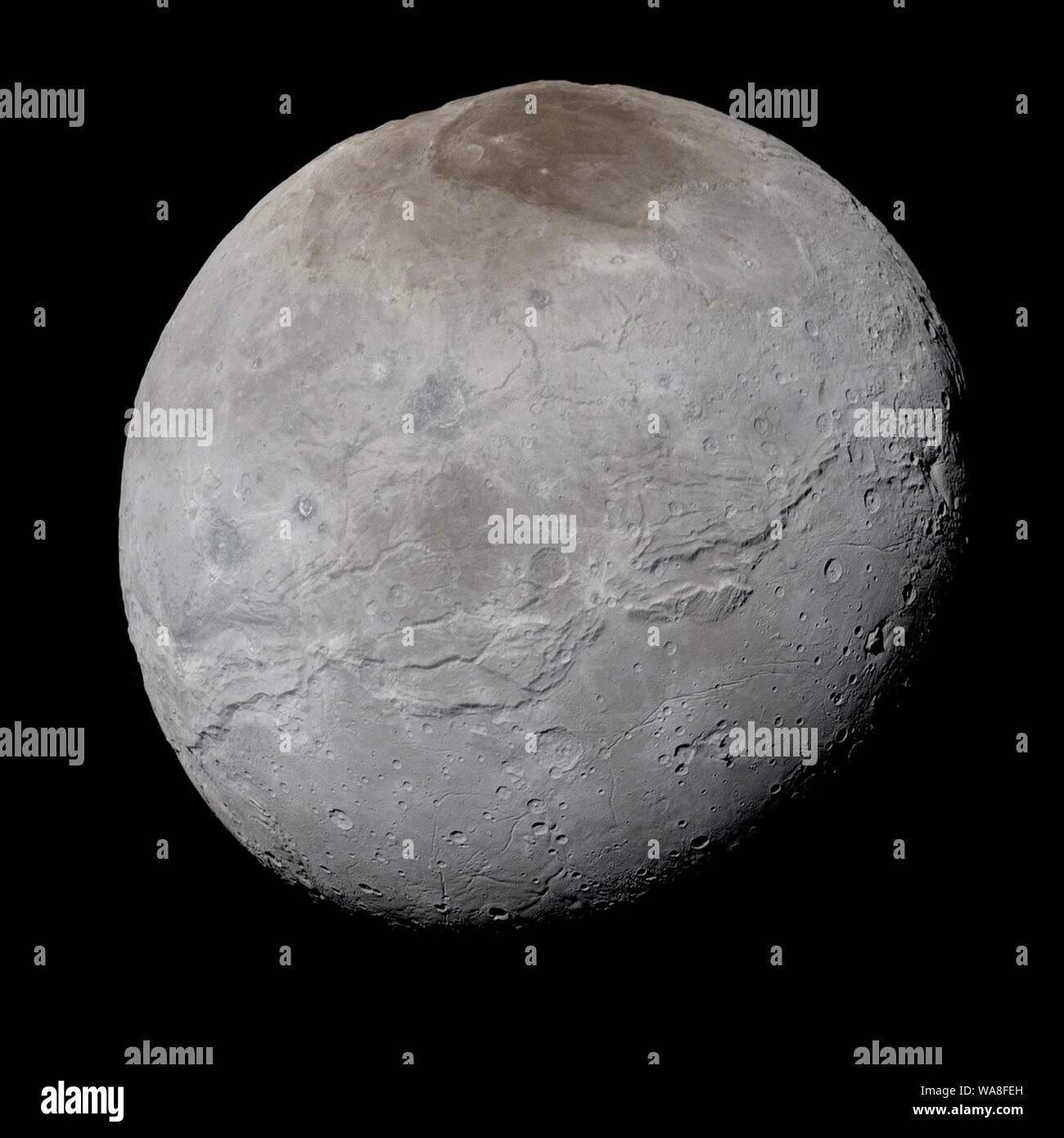 View of Pluto's moon Charon, 2015 Stock Photo