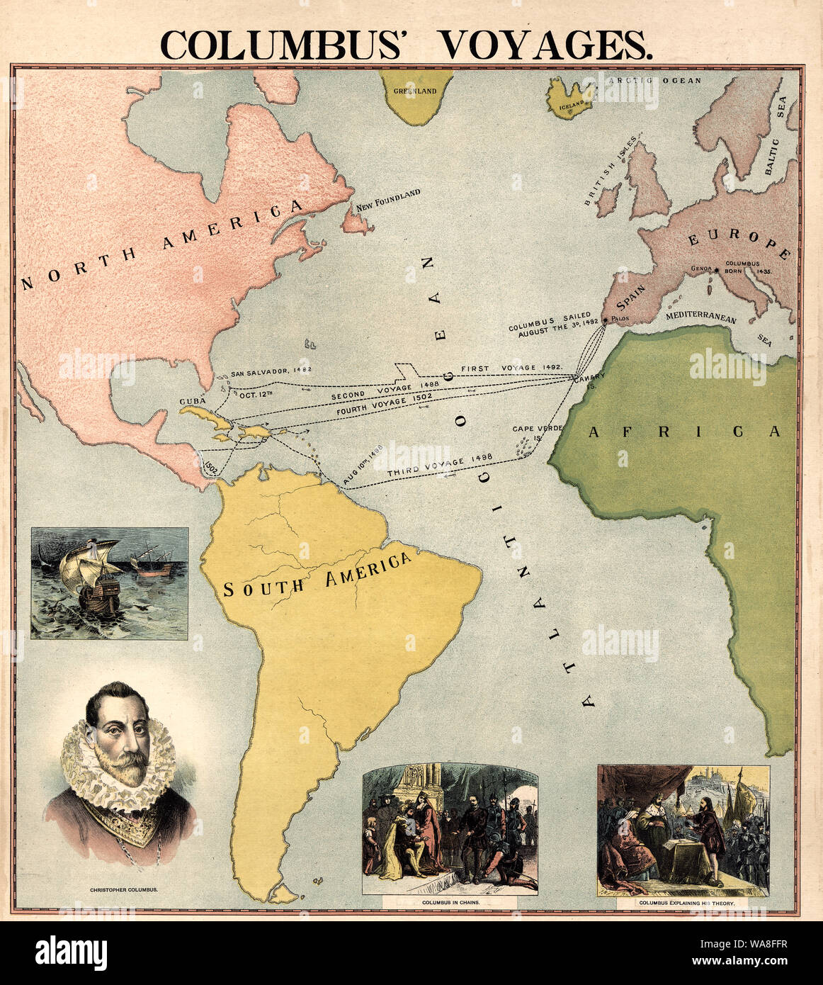 Christopher columbus map hi-res stock and images - Alamy