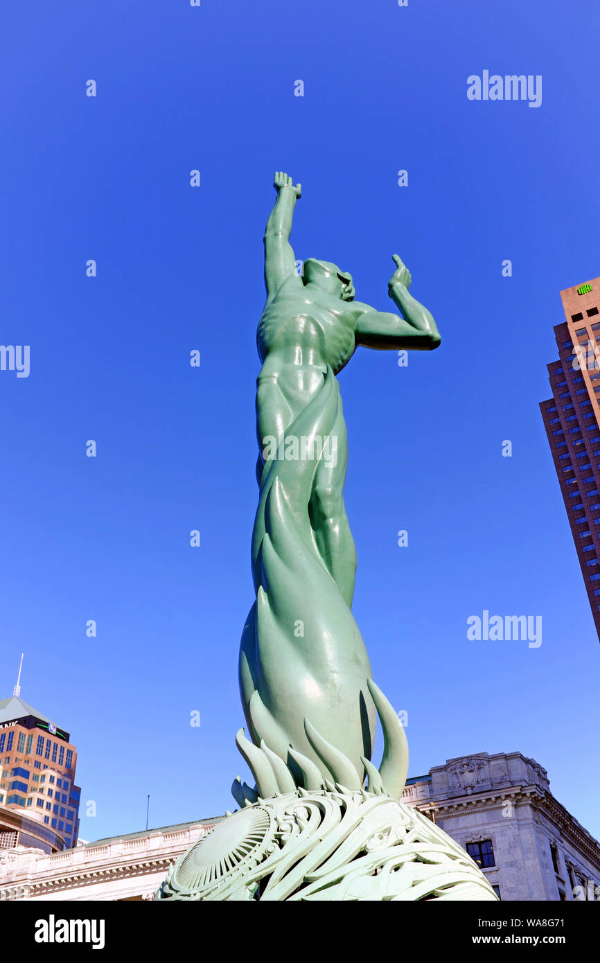 The Fountain of Eternal Life sculpture in downtown Cleveland, Ohio, USA
