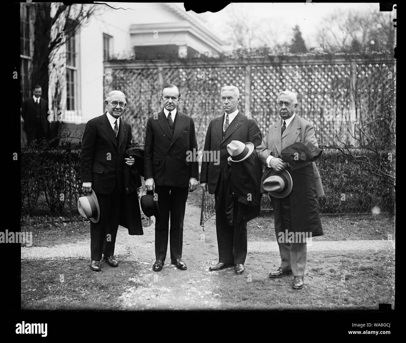 Calvin Coolidge and group outside White House, Washington, D.C Stock Photo Alamy