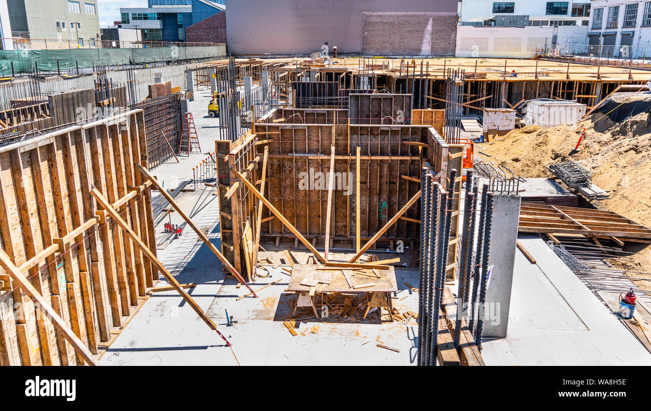 Construction foundation excavation reinforcement High Resolution Stock