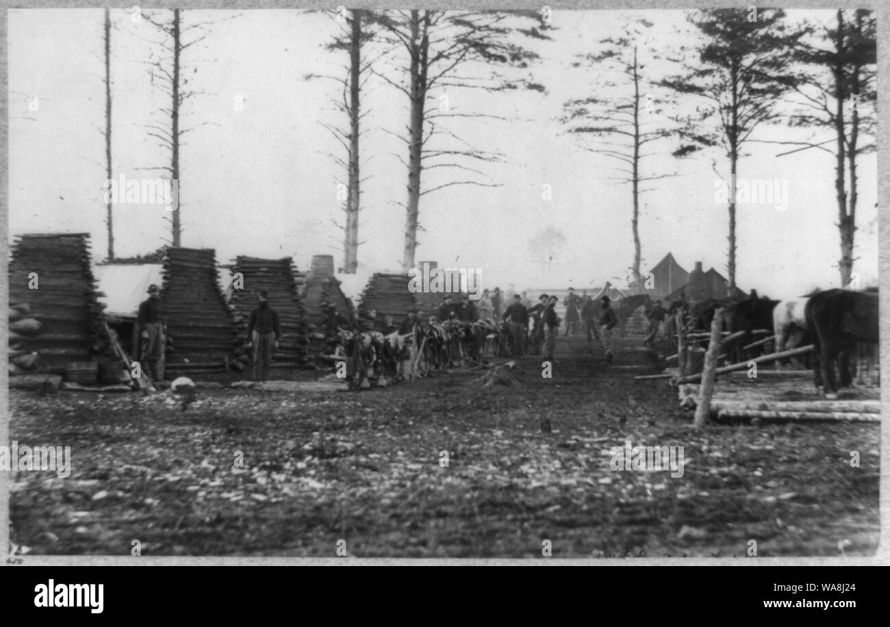 Camp of the 18th Pennsylvania Cavalry, February 1864 Stock Photo