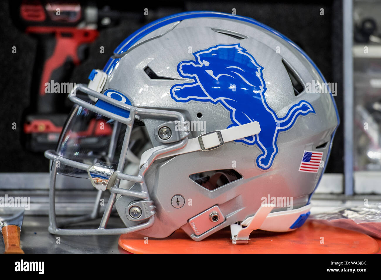 Miami Dolphins helmet on the sideline against the Detroit Lions during an  NFL football game, Sunday, Oct. 30, 2022, in Detroit. (AP Photo/Rick  Osentoski Stock Photo - Alamy