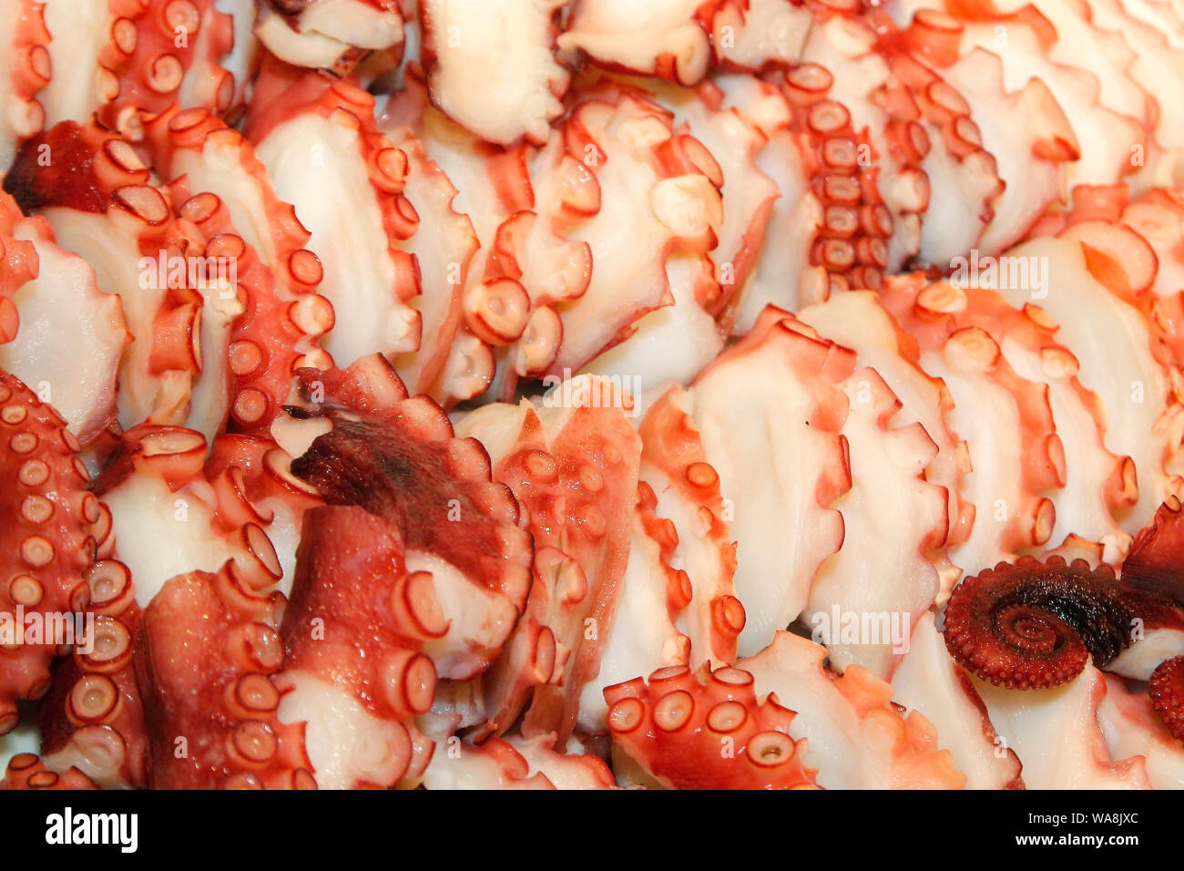 Japanese Food Octopus Tako Sashimi On Buffet Line Stock Photo Alamy