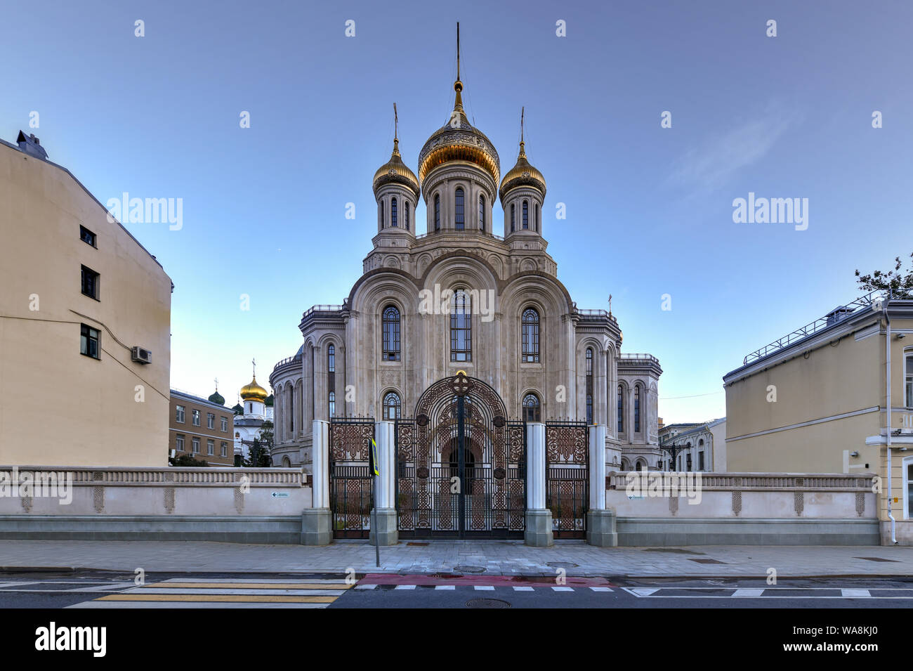 Sretensky monastery in Moscow, Russia. Church of New Martyrs and Confessors of Russia on the blood on Lubyanka. Stock Photo