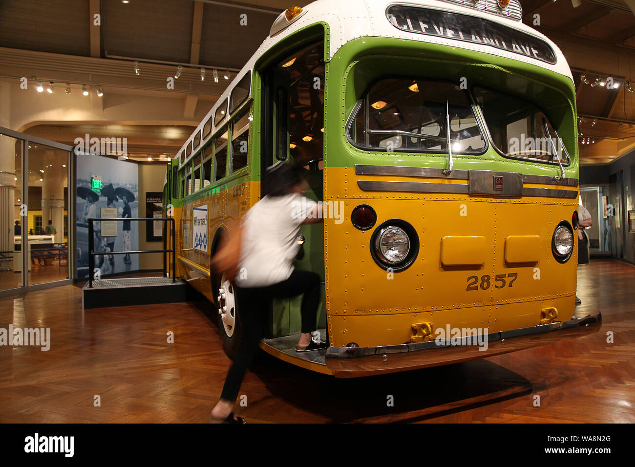 August 16, 2019, Detroit, Michigan, United States: Aug 16, 2019,  Dearborn, Michigan, United States;  The Henry Ford Museum includes exhibits rsuch as the bus that Rosa Parks was riding when she refused to give up her seat and started the civil rights movement with the Montgomery, Alabama bus boycott which is restored and on display at the museum in Dearborn, Michigan. (Credit Image: © Ralph Lauer/ZUMA Wire) Stock Photo