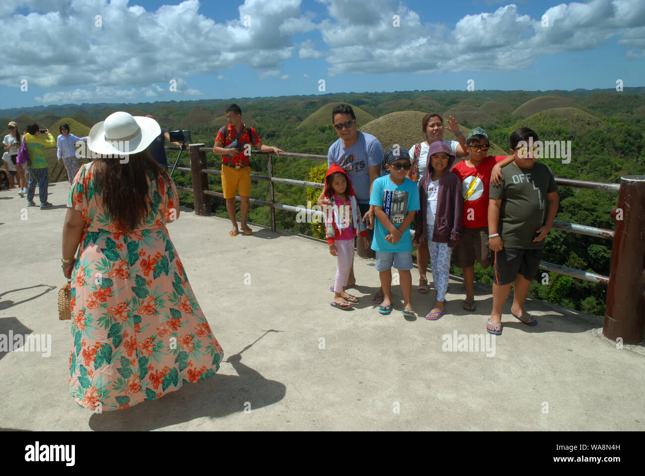 Look out at Chocolate Hills Complex, Carmen, Bohol, Philippines. Stock Photo