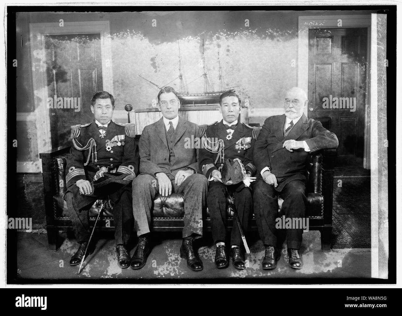 Capt. Isoroku Yamamoto, Sec. Wilburn, Capt. Kiyoshi Hasegawa & Admiral Eberle, [2/17/26] Stock Photo