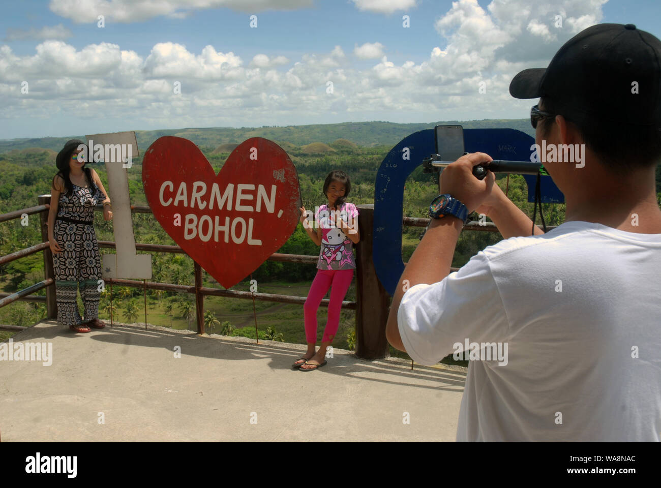 Look out at Chocolate Hills Complex, Carmen, Bohol, Philippines Stock