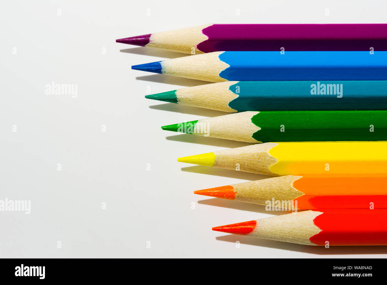 Colored pencils as a symbol of children's creativity, copy space Stock Photo