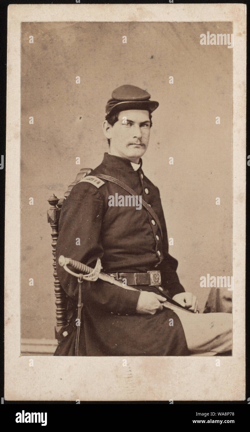 Captain Isaac Nicoll of Co. G, 124th New York Infantry Regiment, in uniform with sword] / Lawrence, Newburgh, N.Y Stock Photo