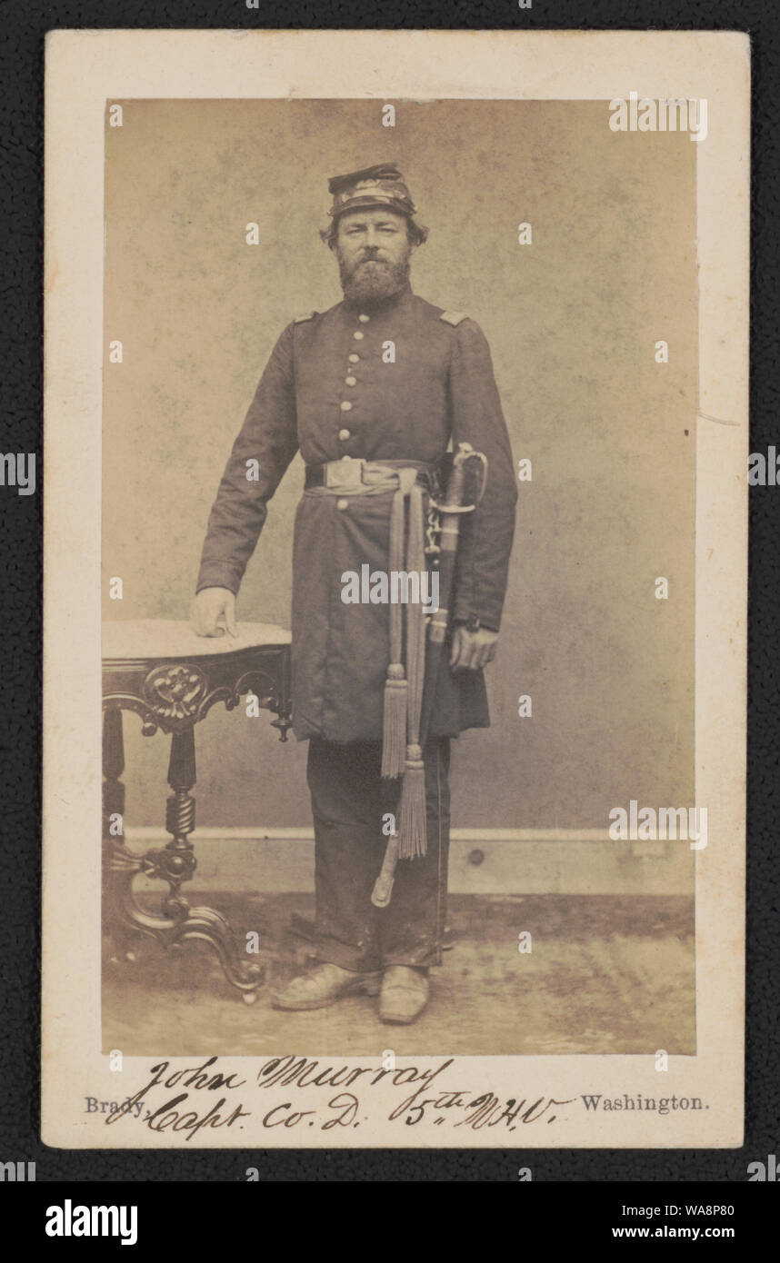 Captain John Murray of Co. D, 5th New Hampshire Infantry Regiment in uniform with saber Stock Photo