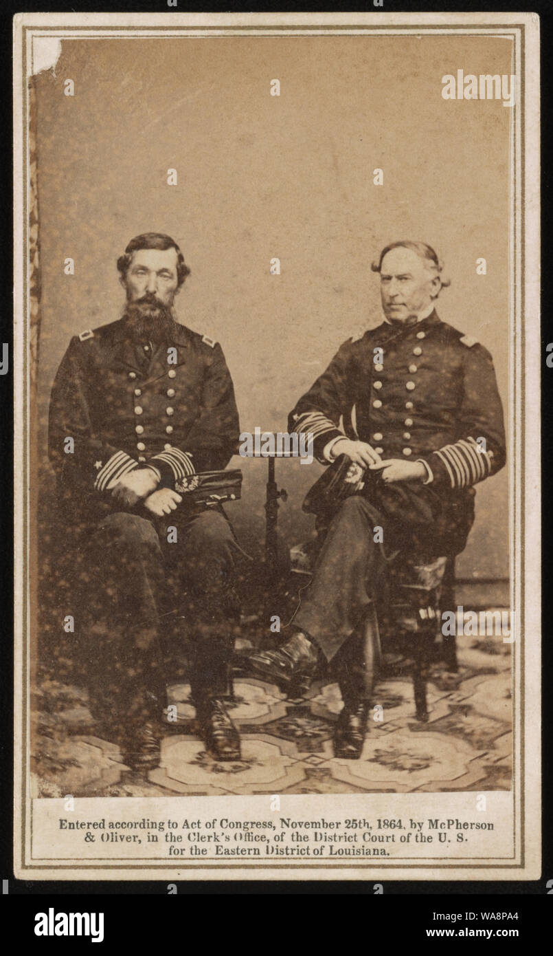 Captain Percival Drayton and Admiral David Farragut of U.S. Navy in uniforms] / McPherson & Oliver, photographers, 132 Canal Street, upstairs Stock Photo