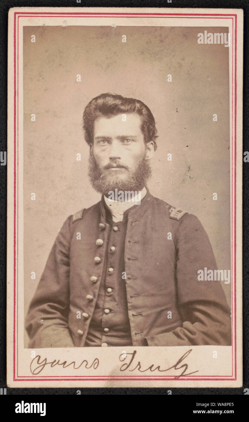 Captain William H. Huls of Co. H, 58th Ohio Infantry Regiment in uniform] / French & Co., successors to D.P. Barr, Army photographer (Late Barr & Young,) Palace of Art, Washington Street, Vicksburg, Mississippi Stock Photo