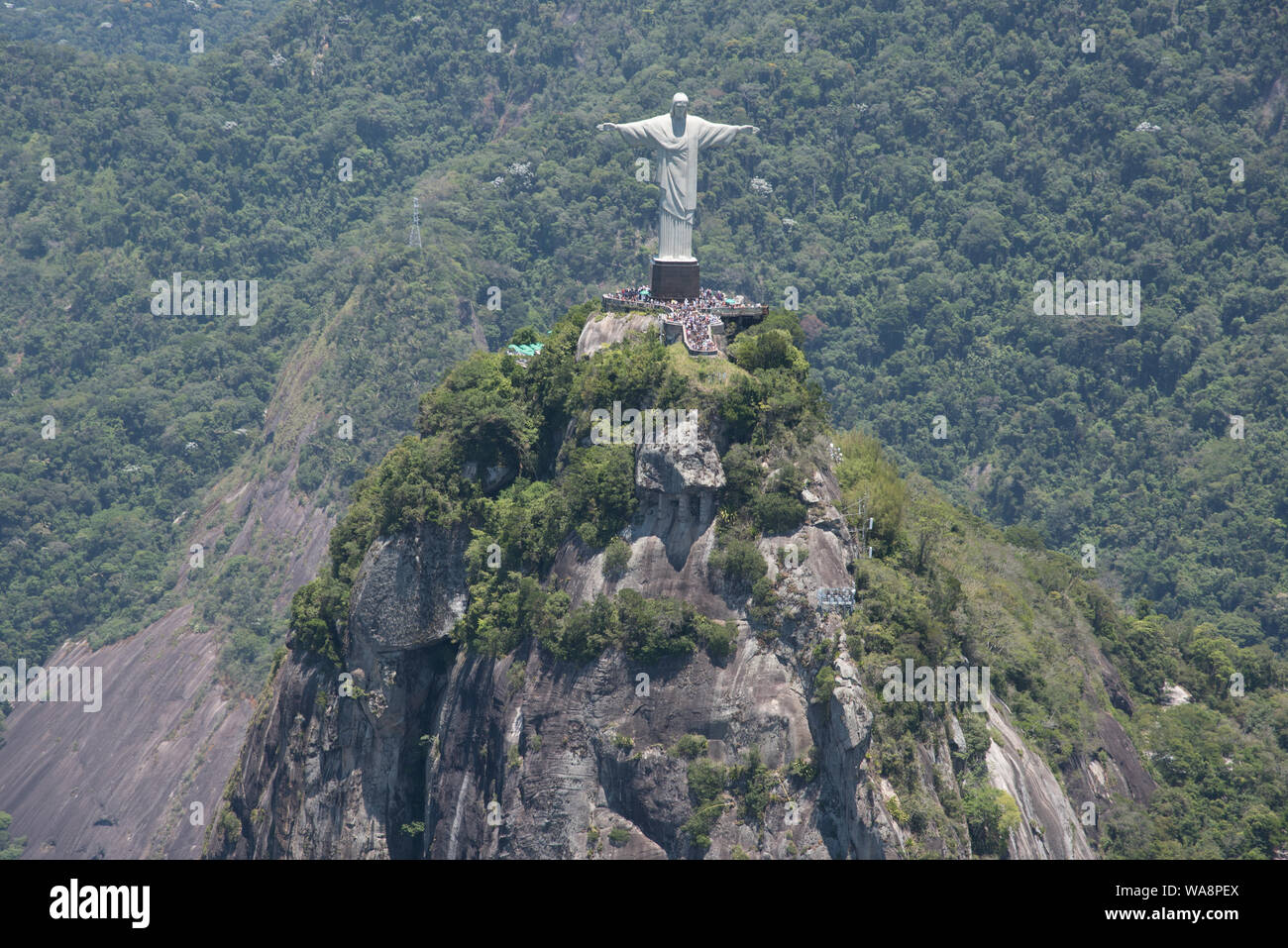 RIO DE JANEIRO,BRAZIL,DECEMBER,18,2018: aerial image of christ the redeemer, postcard of the city of rio de janeiro in brazil Stock Photo
