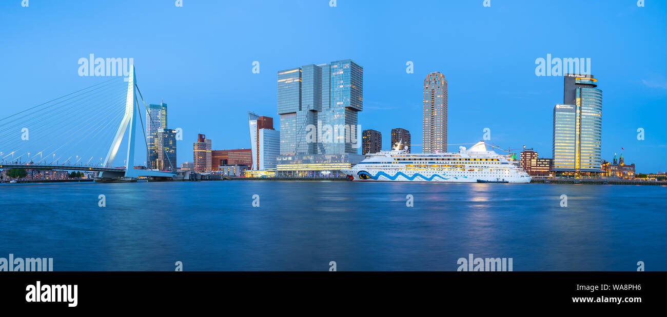 Panorama view of Rotterdam city skyline in Rotterdam, Netherlands. Stock Photo