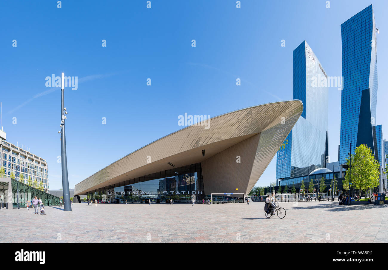 Rotterdam, Netherlands - May 15, 2019: Rotterdam city center with landmark buildings in rotterdam, Netherlands. Stock Photo