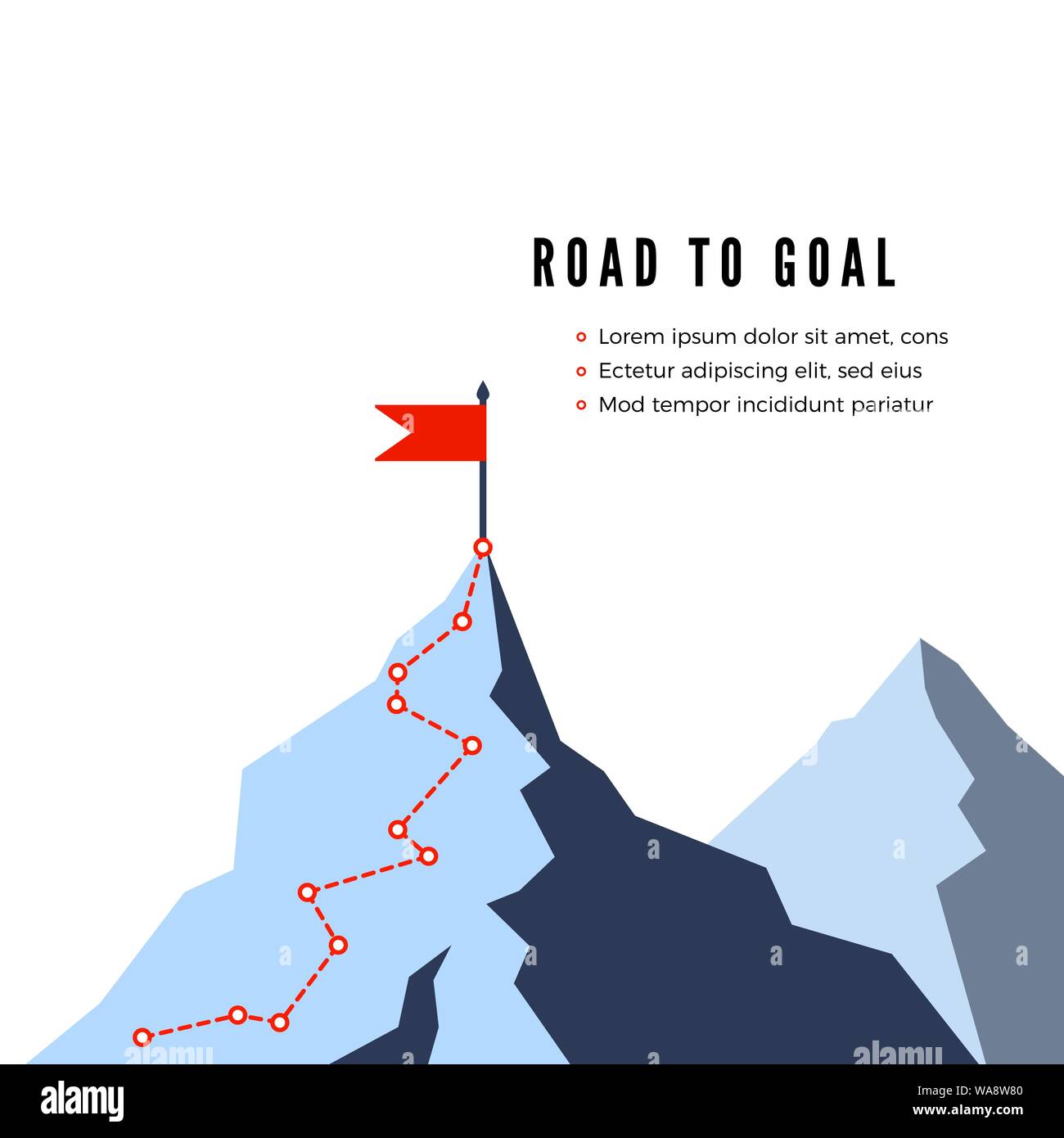 Success Route. Path to top of mountain. Business strategy path to success.  Flat Vector illustration Stock Vector Image & Art - Alamy