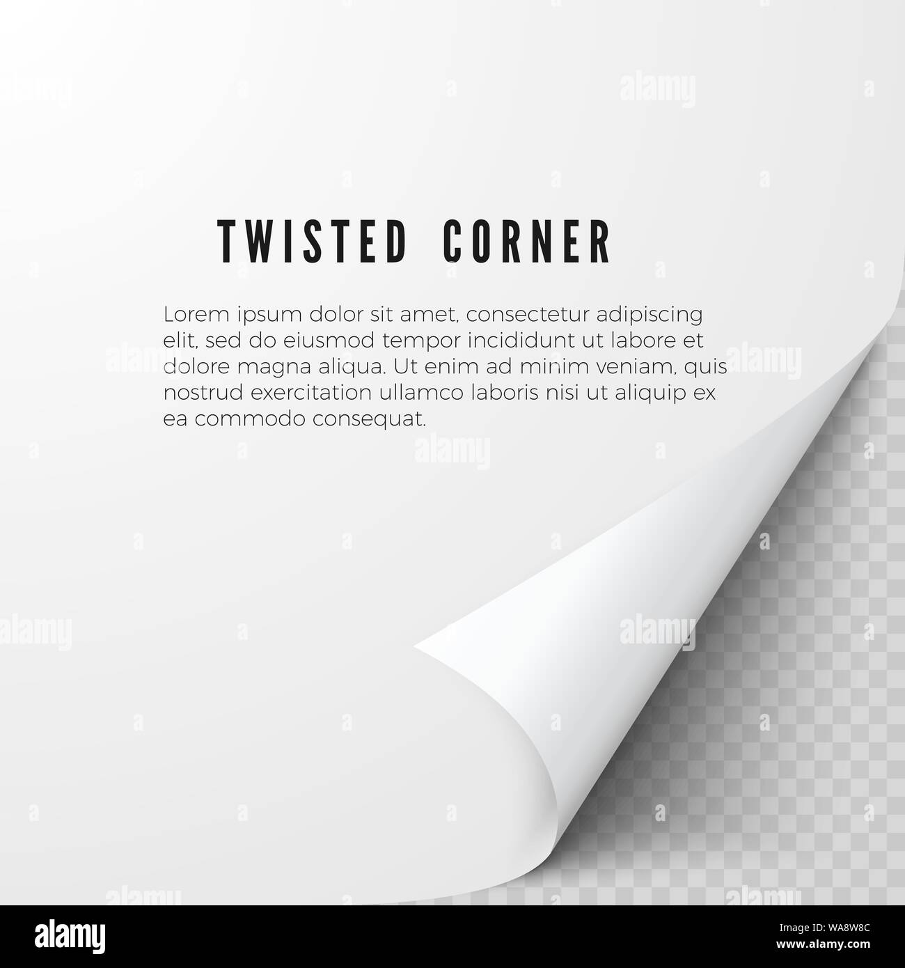 Realistic paper sheet with folded corner. Paper sheet with shadows on