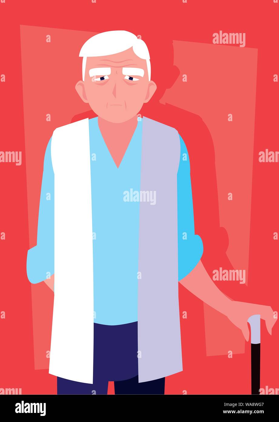 old man with cane avatar character vector illustration design Stock ...