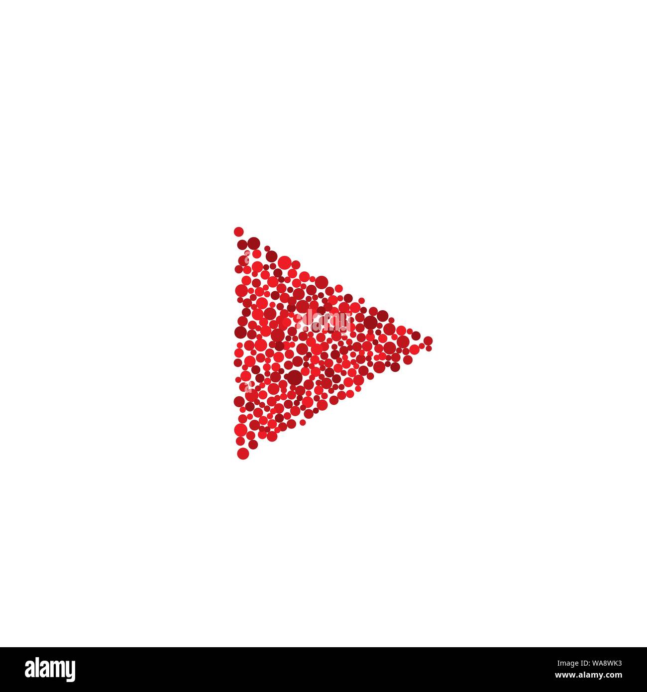 Red Play button. Abstract dots triangle, Vector illustration Stock