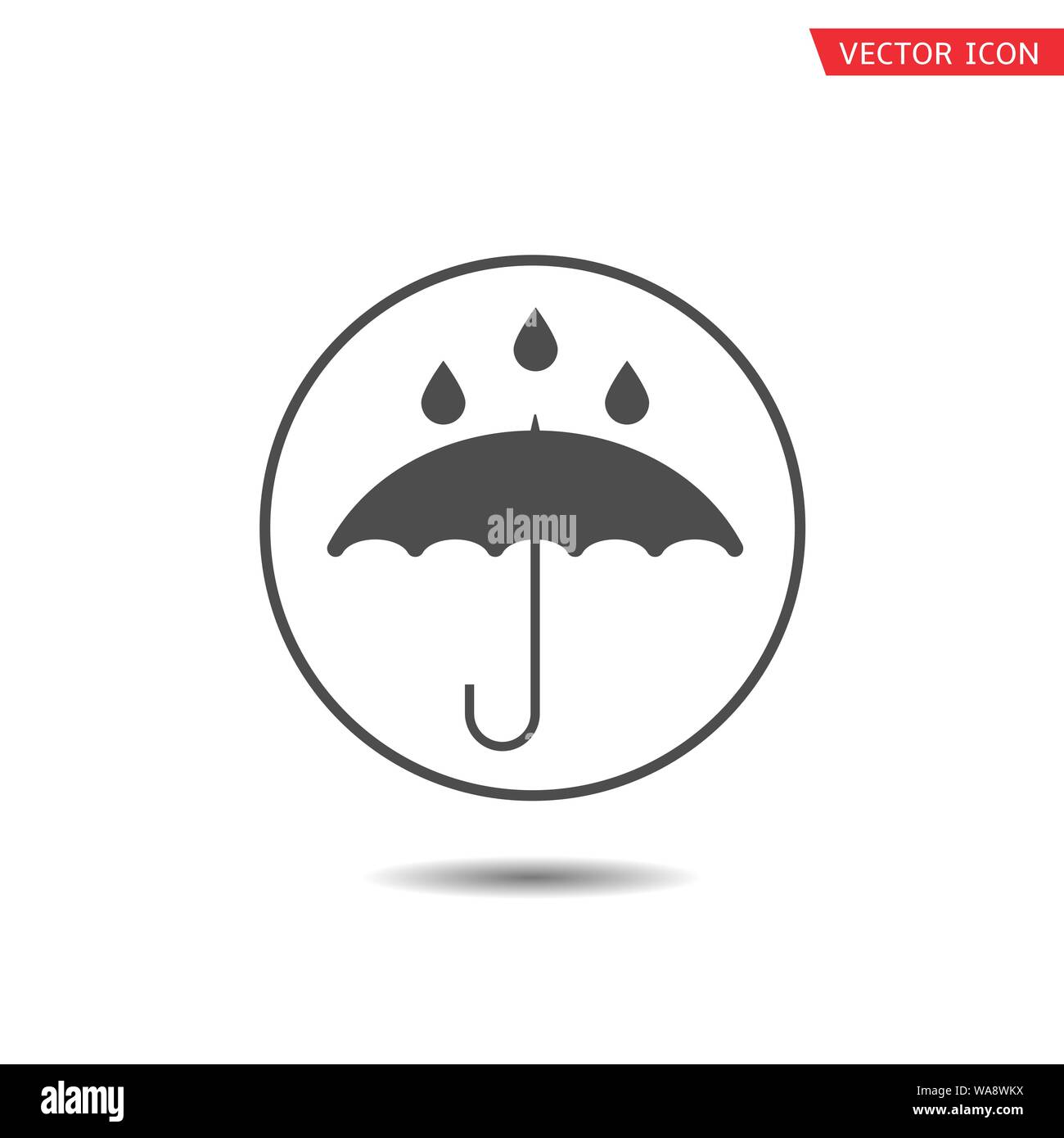 Waterproof technology icon. Umbrella with falling water drops Stock Vector