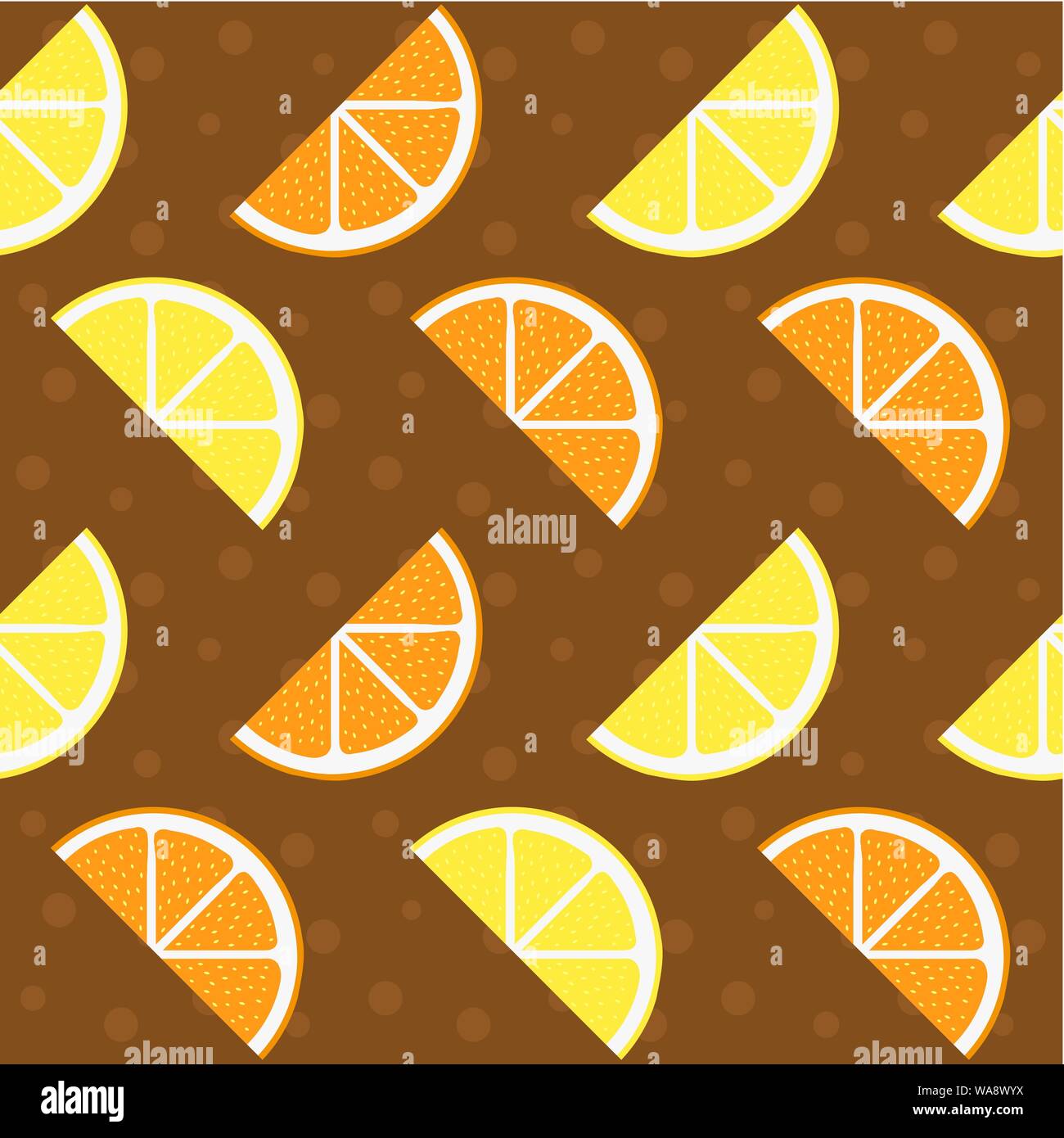 Vector seamless pattern with lemon and orange slices. Fresh fruit ...