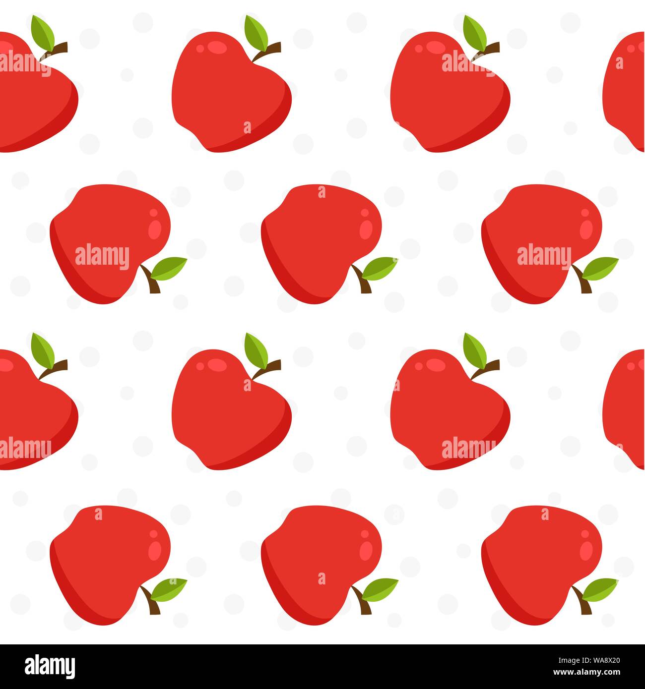 Vector seamless pattern with red apple. Fresh fruit background Stock ...