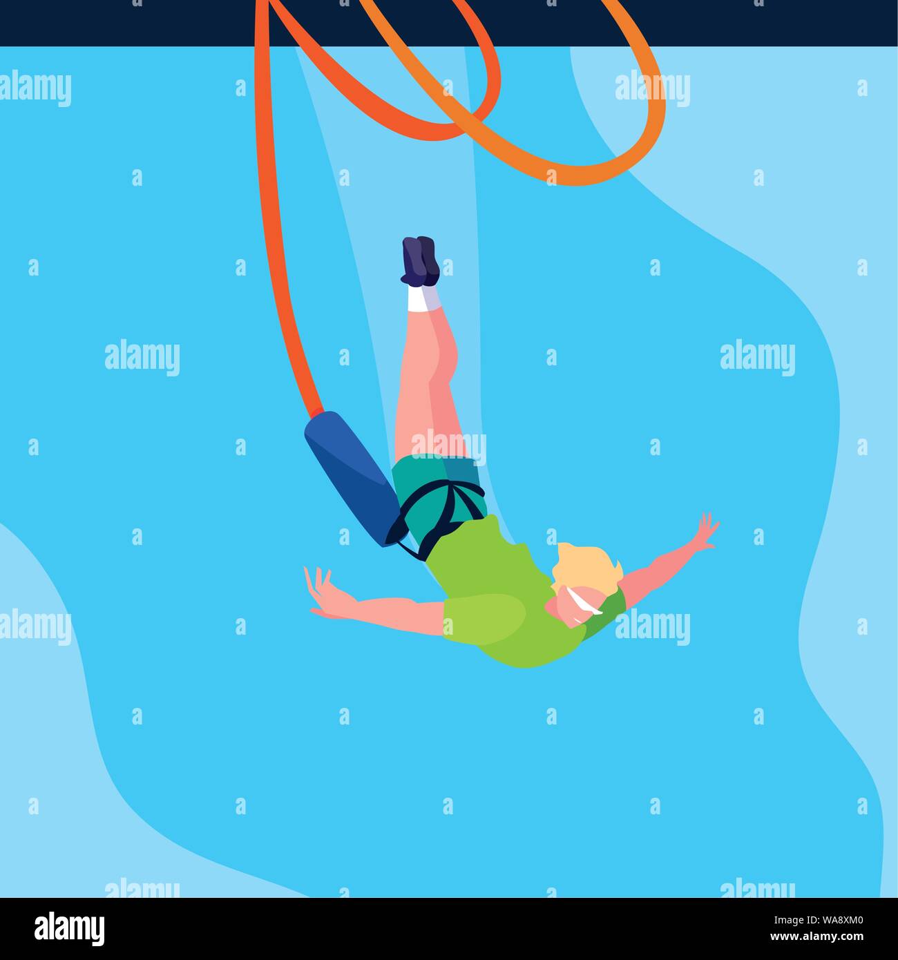 man practicing bungee jumping sport extreme vector illustration design Stock Vector Image & Art ...