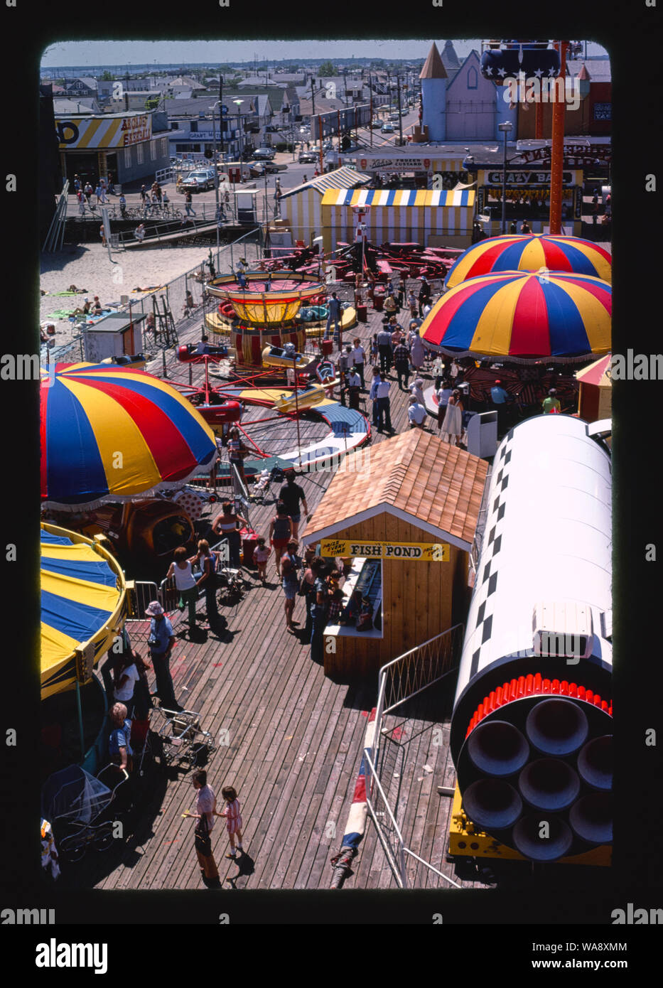 Casino Pier above kid's rides, Seaside Heights, New Jersey Stock Photo