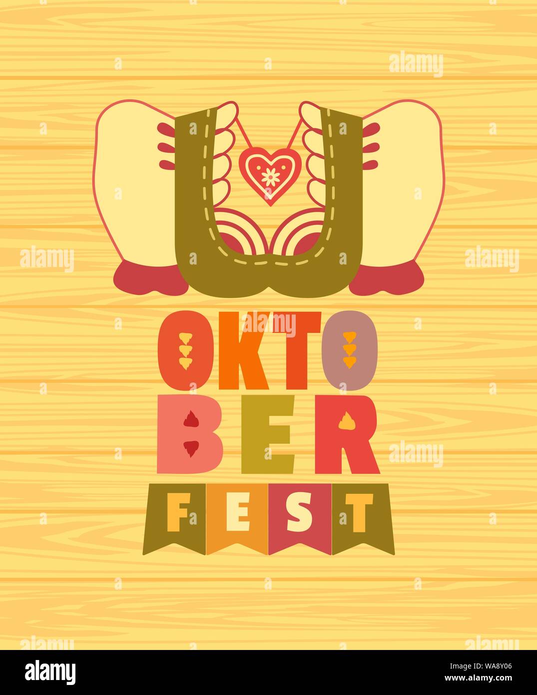 Oktoberfest hand drawn flat color vector icon with lettering Stock ...