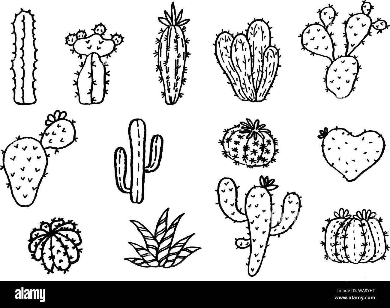 vector collection hand draw of cactus Stock Photo - Alamy