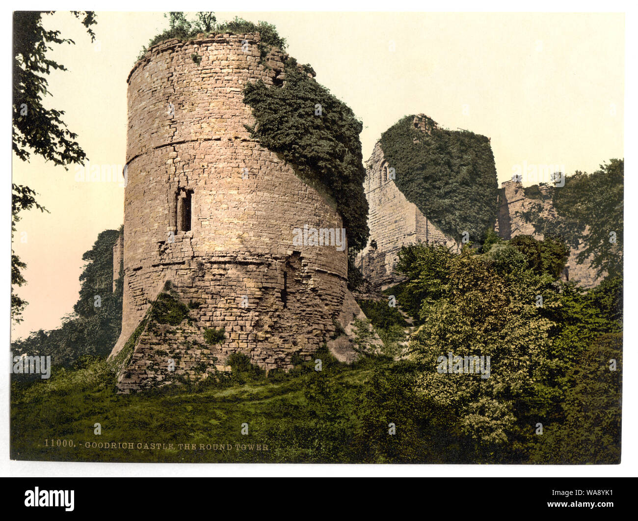 Castle, the round tower, Goodrich, England; Forms part of: Views of the British Isles, in the Photochrom print collection.; Print no. 11000.; Title from the Detroit Publishing Co., Catalogue J-foreign section, Detroit, Mich. : Detroit Publishing Company, 1905.; More information about the Photochrom Print Collection is available at http://hdl.loc.gov/loc.pnp/pp.pgz Stock Photo