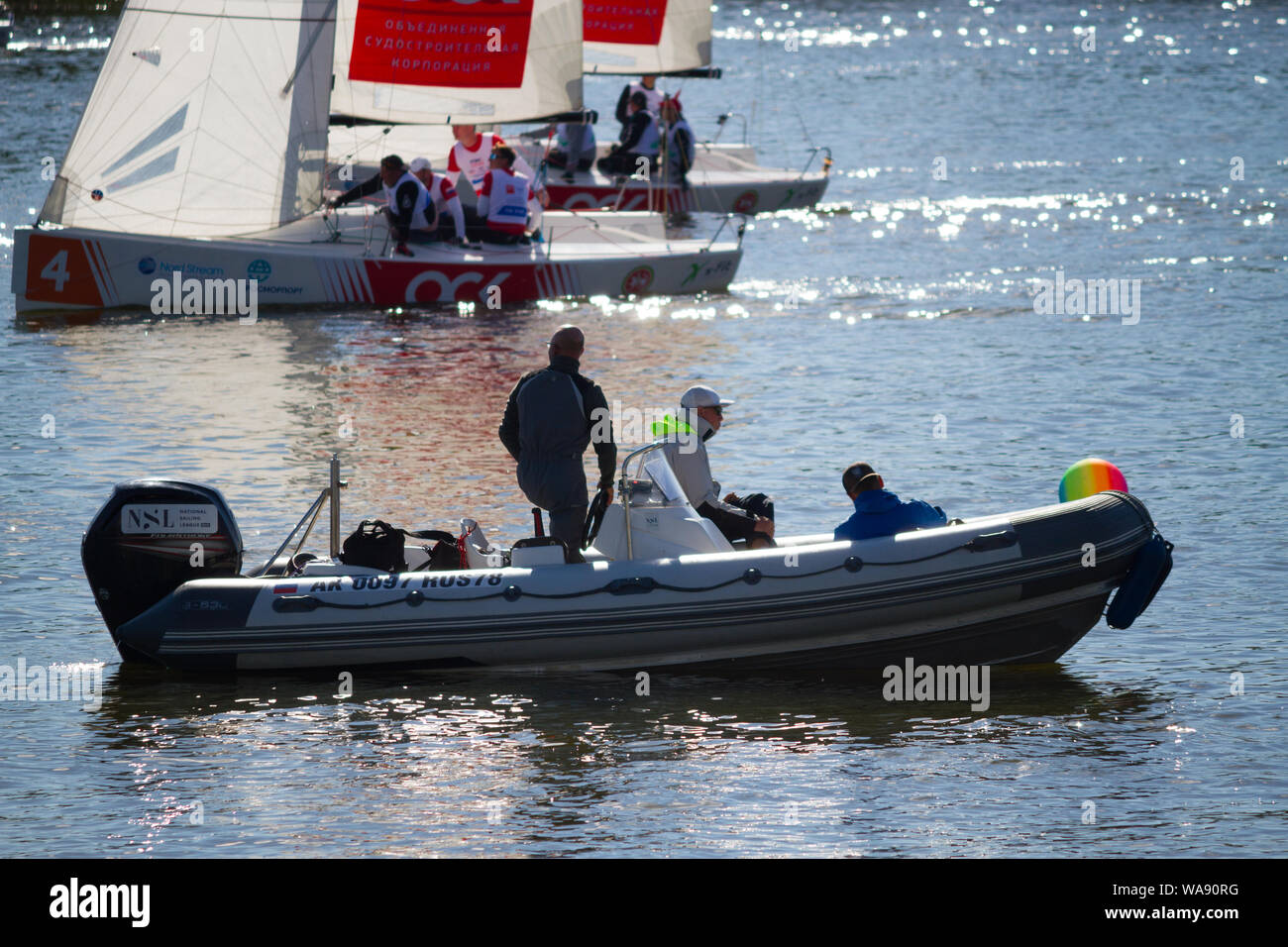 sailing competetion on the river. Russia, Kazan, 28.05.2019 Stock Photo