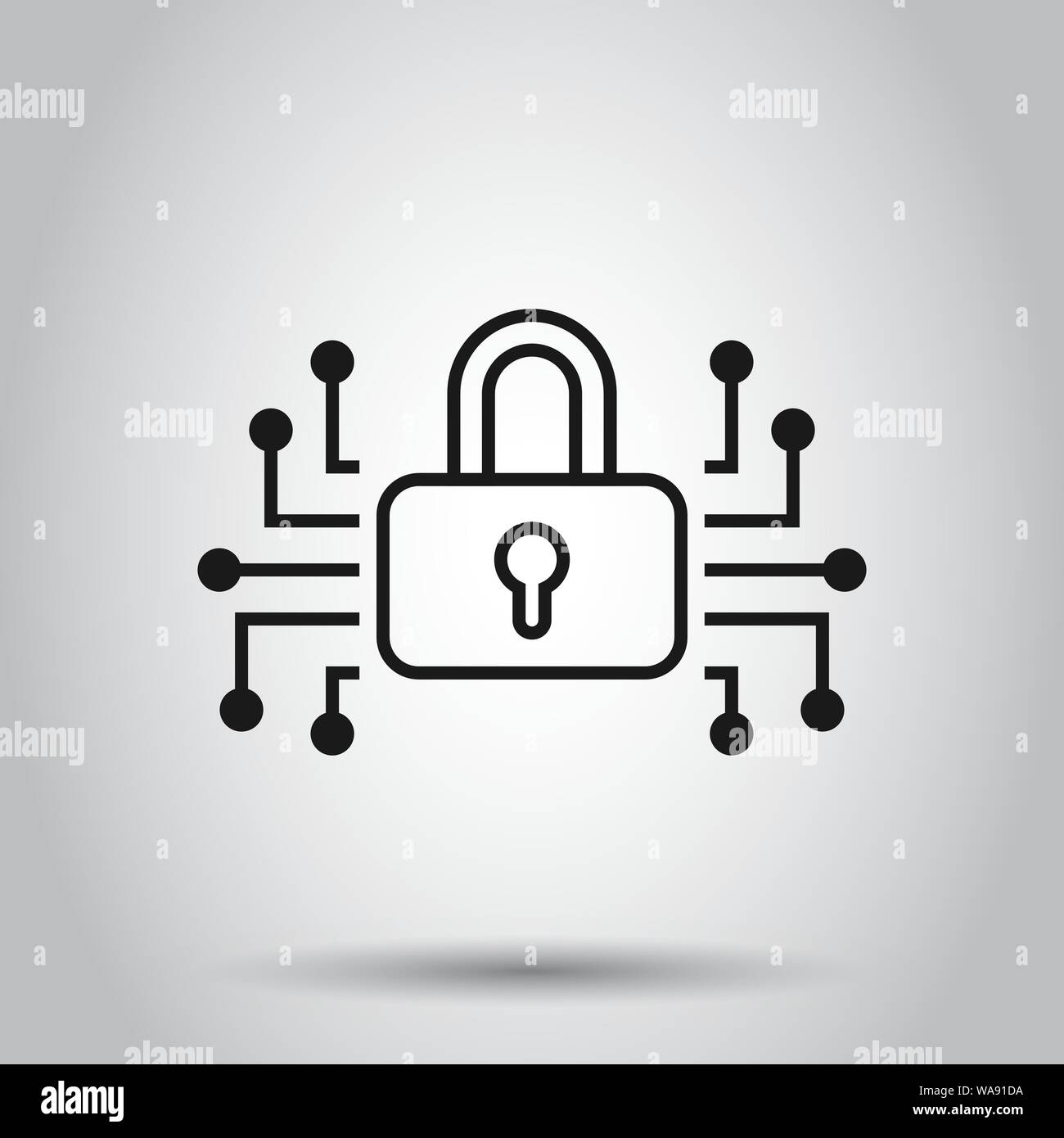 Cyber security icon in flat style. Padlock locked vector illustration ...