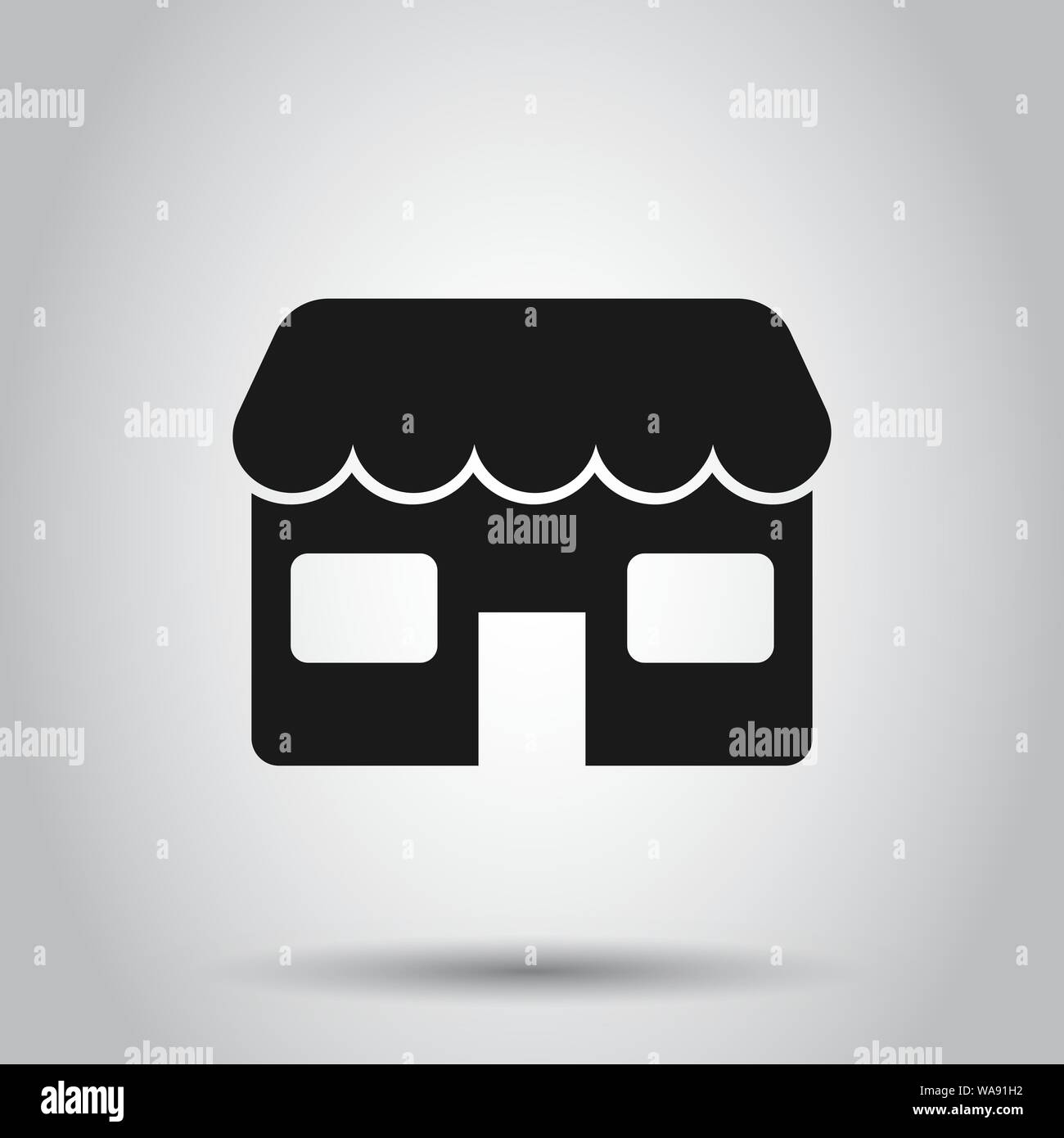 Grocery store icon in flat style. Shop building vector illustration on ...