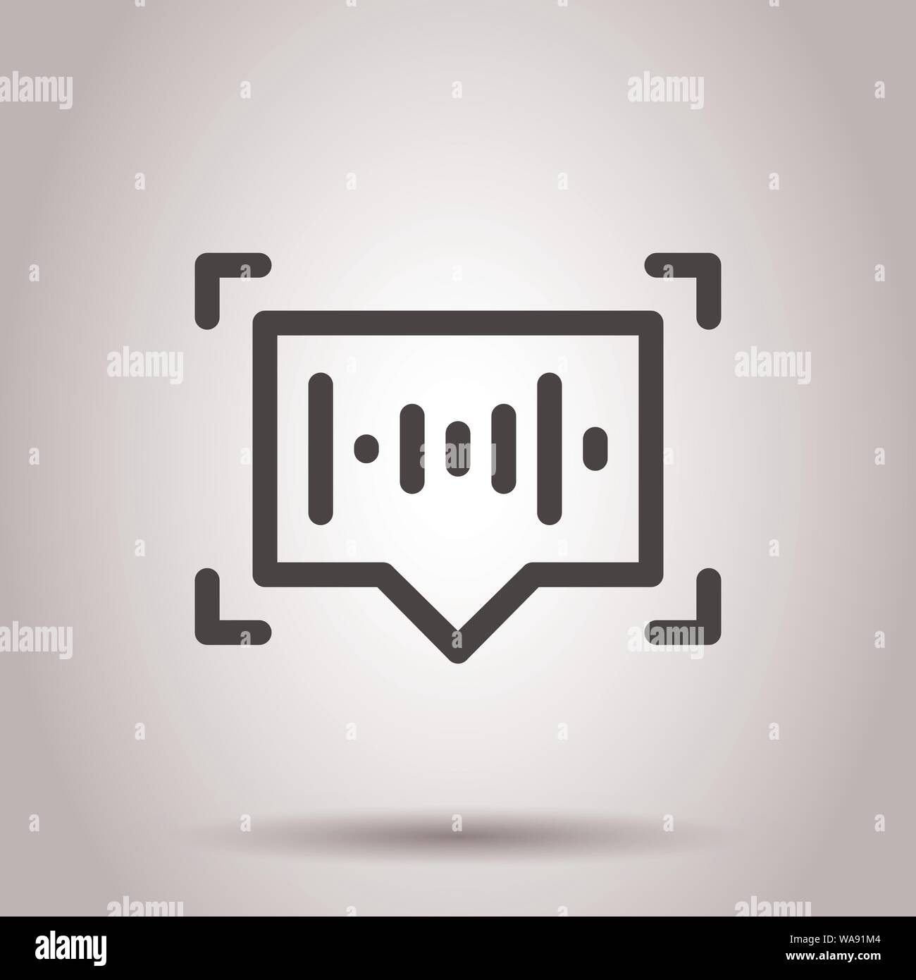 Voice recognition icon in flat style. Authentication sound vector illustration on isolated background. Soundwave business concept. Stock Vector
