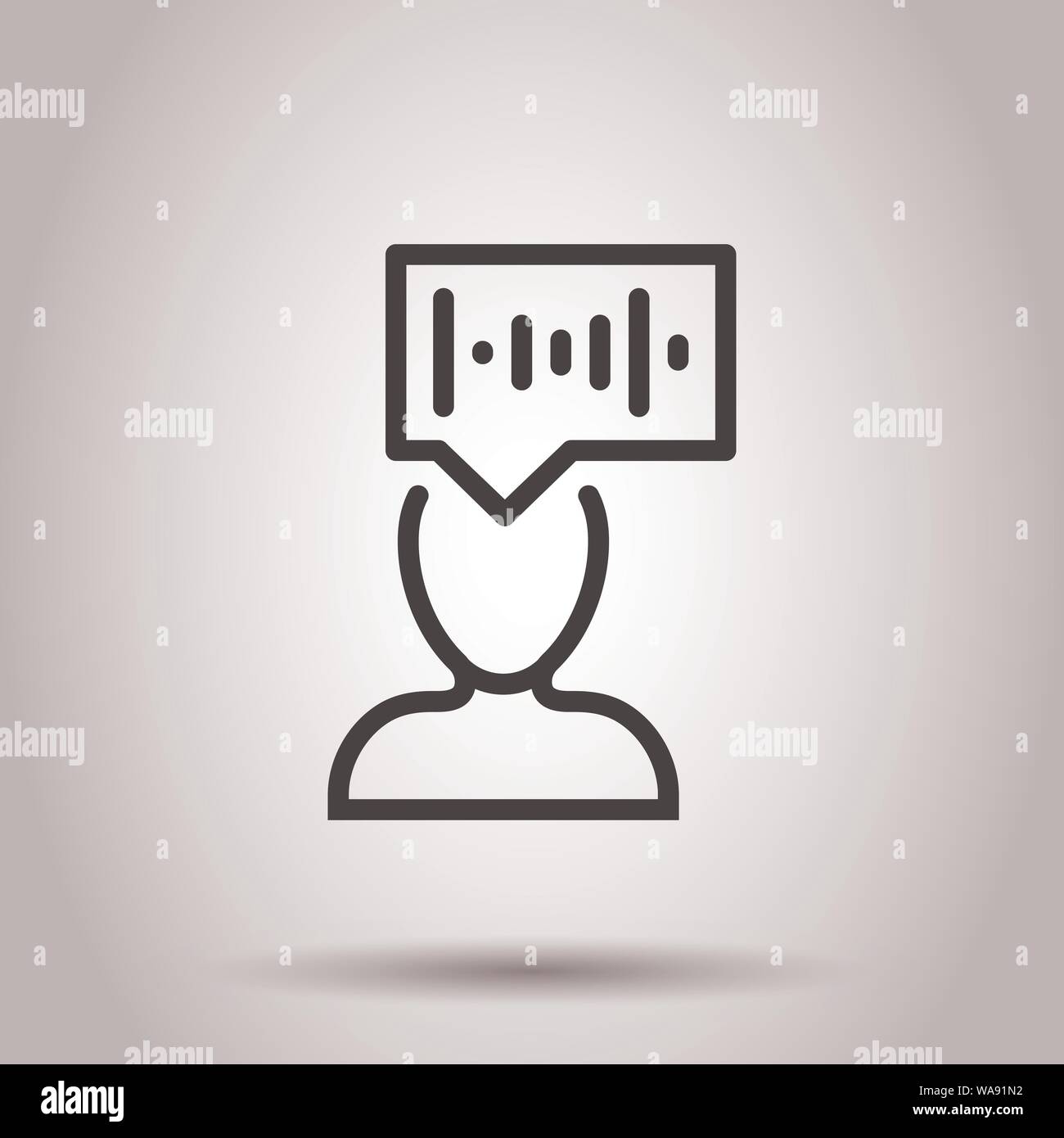 Voice recognition icon in flat style. Authentication sound vector illustration on isolated background. Soundwave business concept. Stock Vector