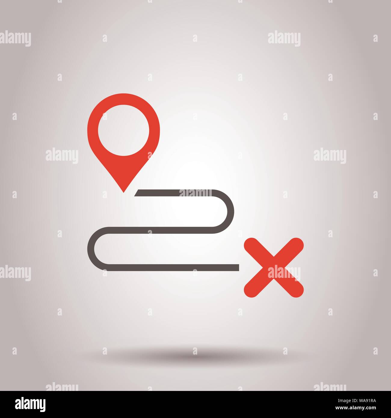 Move location icon in flat style. Pin gps vector illustration on isolated background. Navigation business concept. Stock Vector