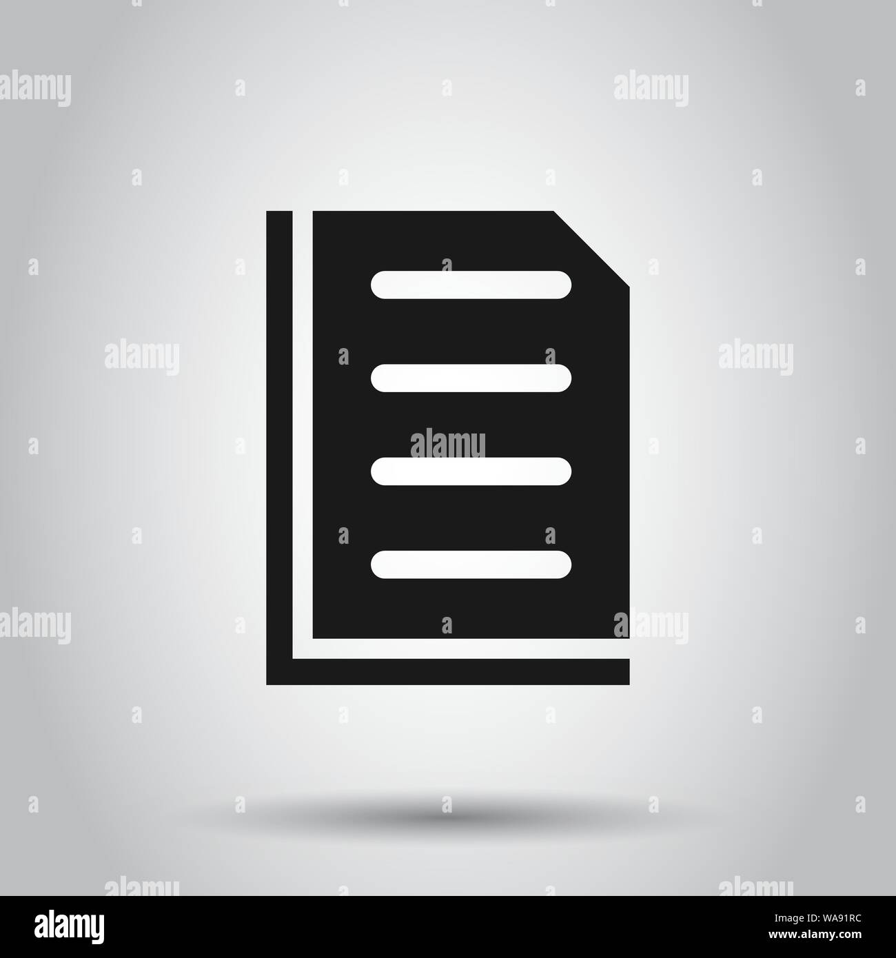 Document note icon in flat style. Paper sheet vector illustration on ...