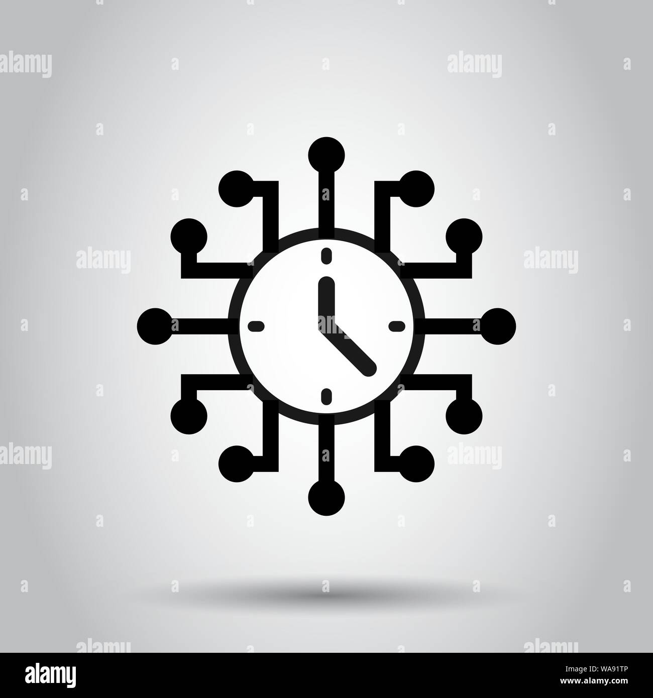 Real time icon in flat style. Clock vector illustration on isolated background. Watch business concept. Stock Vector