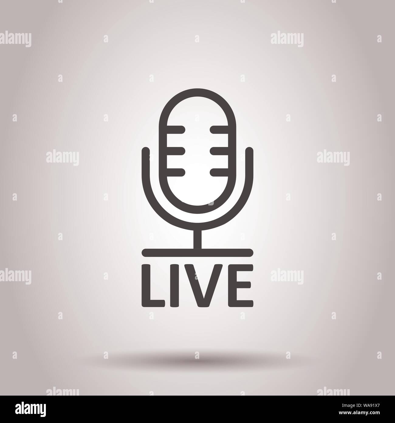 Microphone icon in flat style. Live broadcast vector illustration on ...
