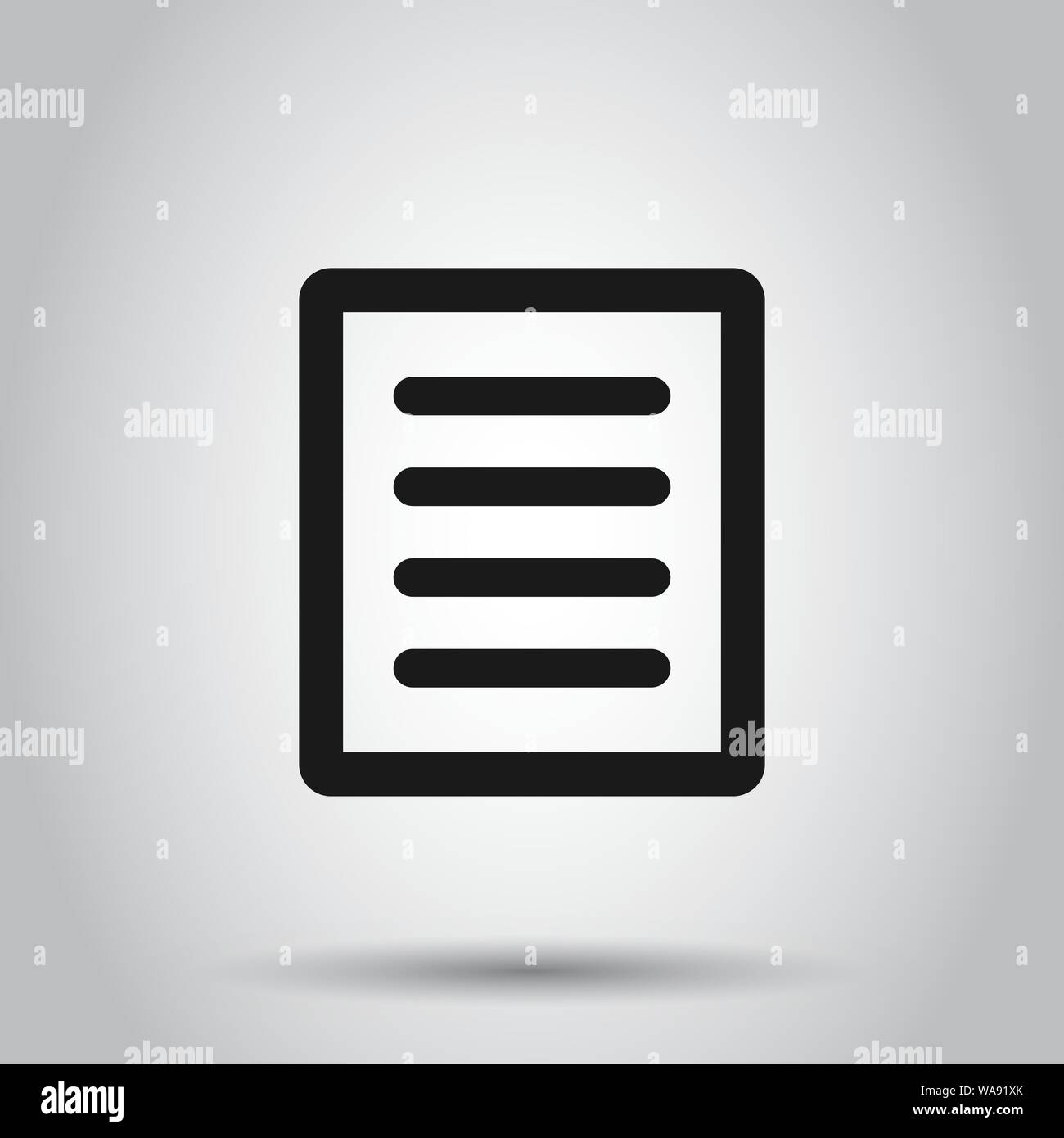 Document note icon in flat style. Paper sheet vector illustration on ...