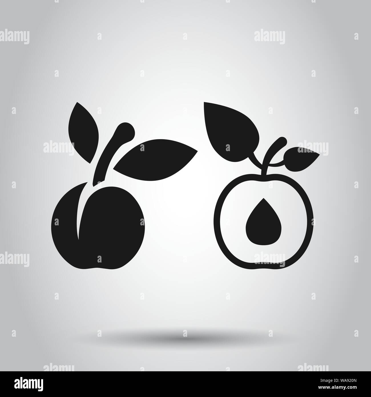 Apricot fruit icon in flat style. Peach dessert vector illustration on ...