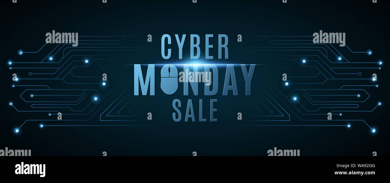 Cyber Monday Sale Banner Hi Tech Background From A Computer