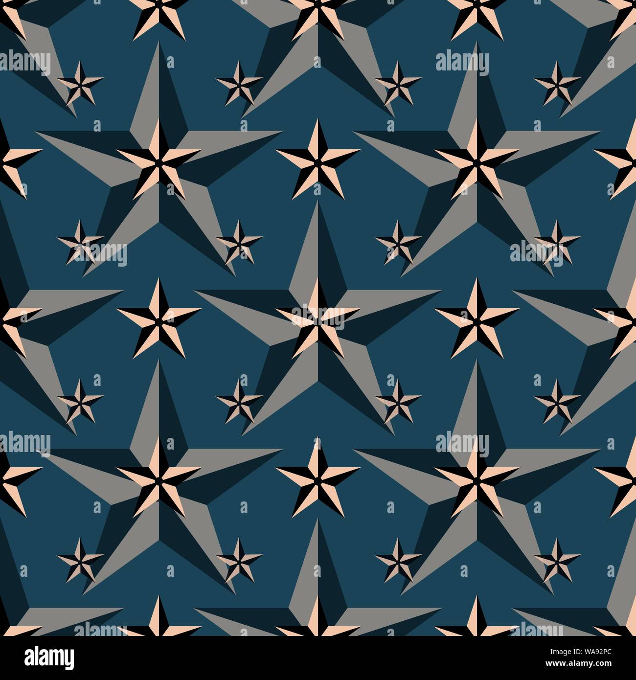 black stars on a blue background seamless pattern vector illustration ...